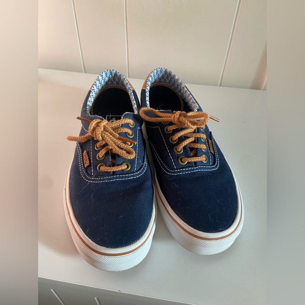 Vans Womens Navy Sneakers with Tan Laces